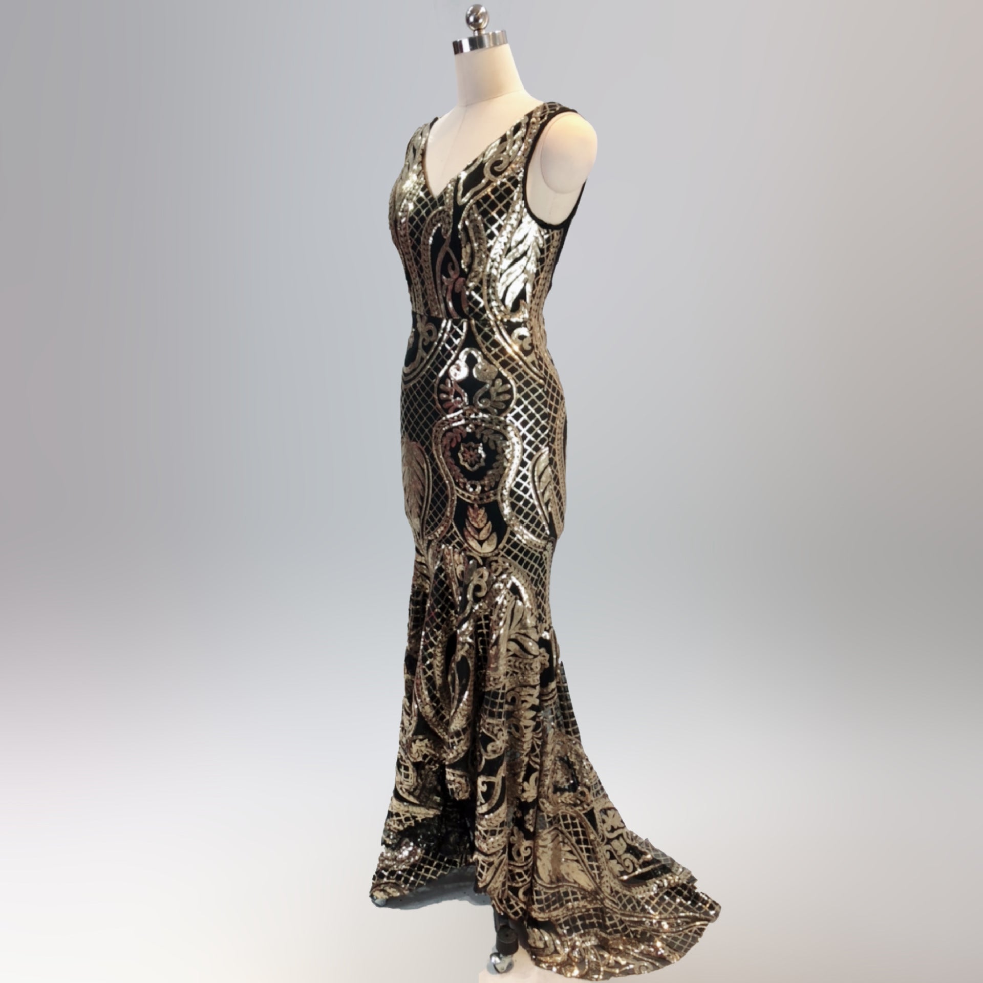 Evening dress female v-neck sexy sequins mermaid party dress dinner dress 10