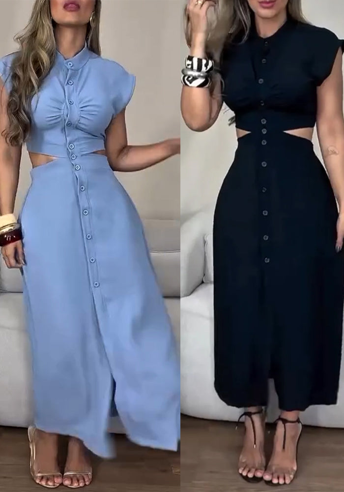 Women Summer Single-breasted Sleeveless Dress