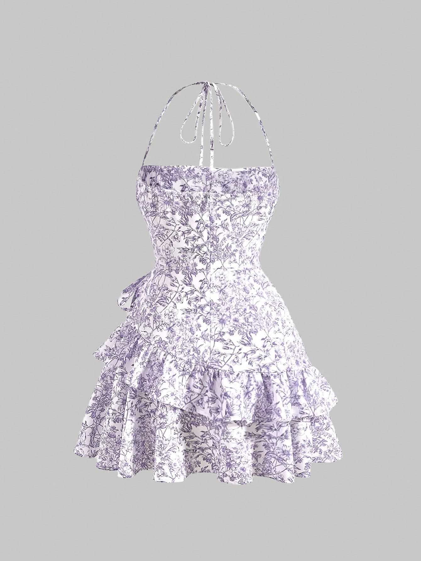 Women floral cascading ruffles dress 26