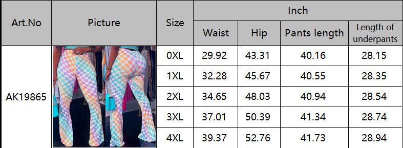Plus Size Women Plaid Print Bell Bottom Pants 8