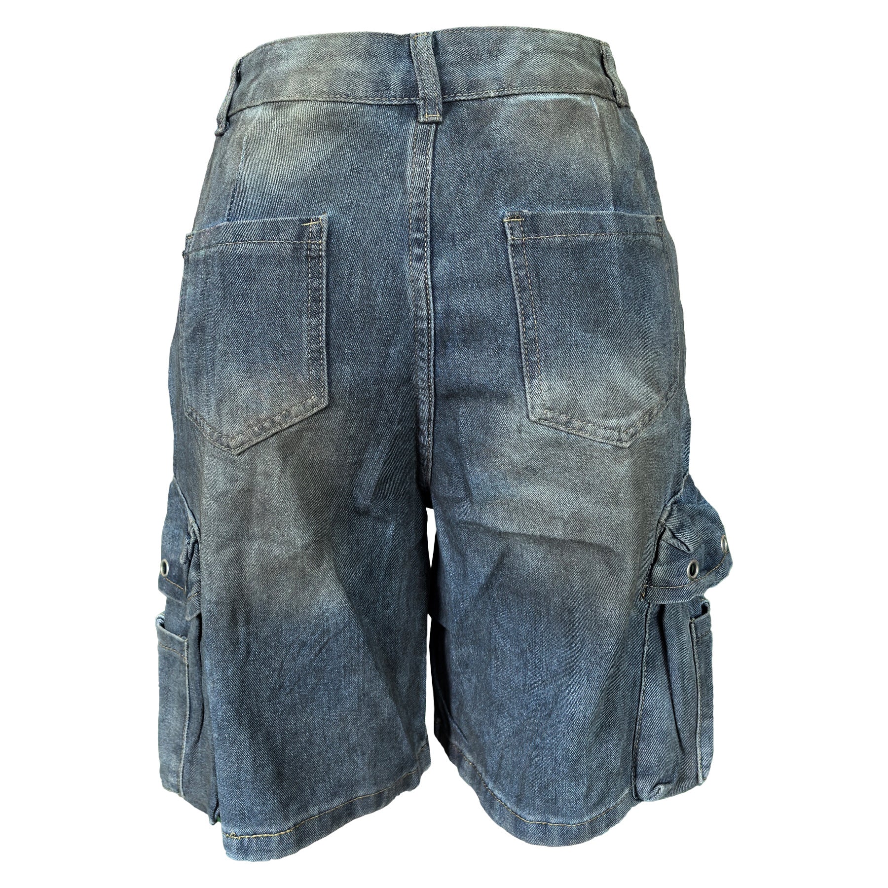 Women Pocket Cargo Knee-Length Denim Shorts 6