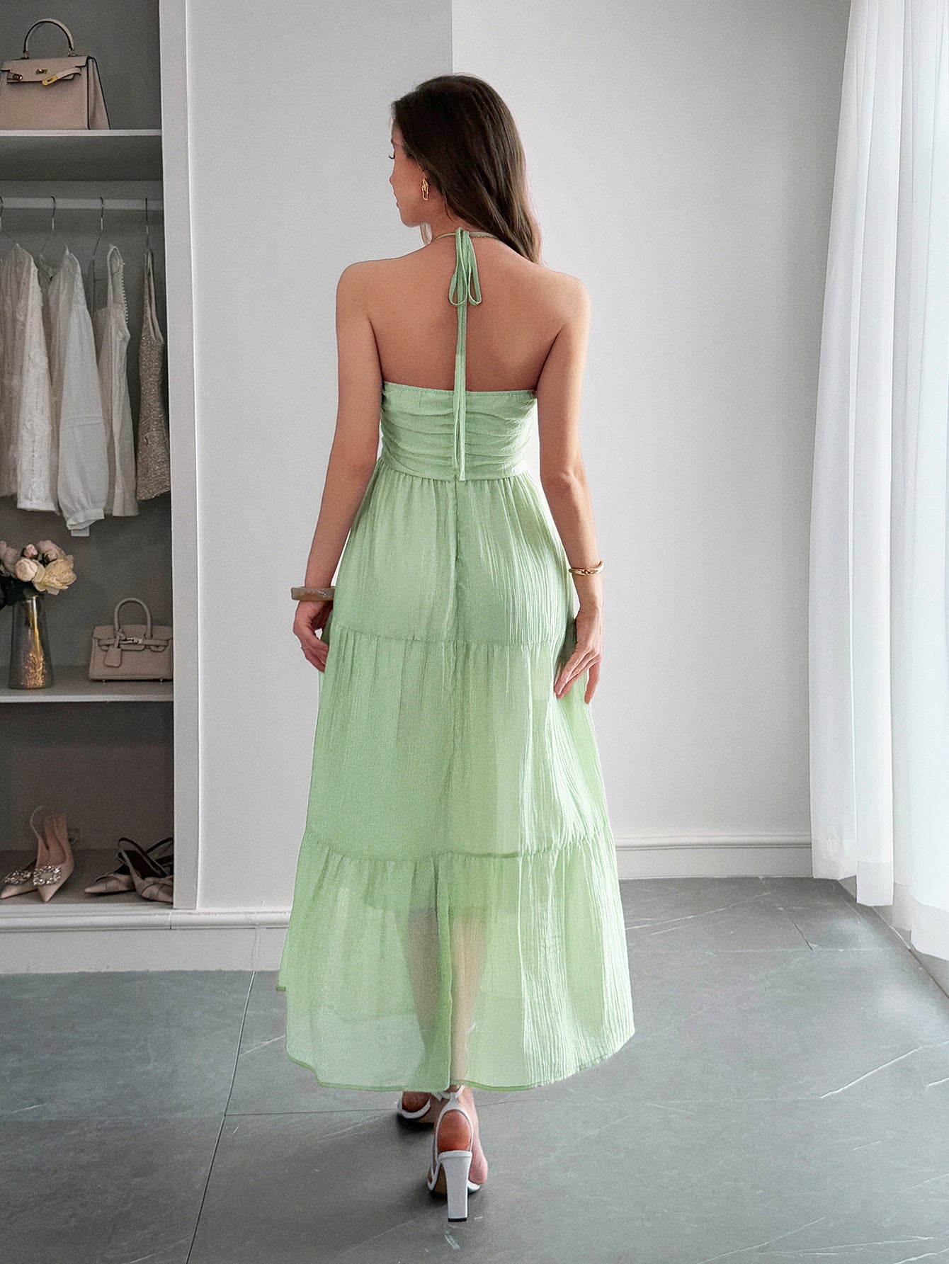 Spring/Summer Women's Elegant Holidays Halter-Neck Beach Long Dress 14