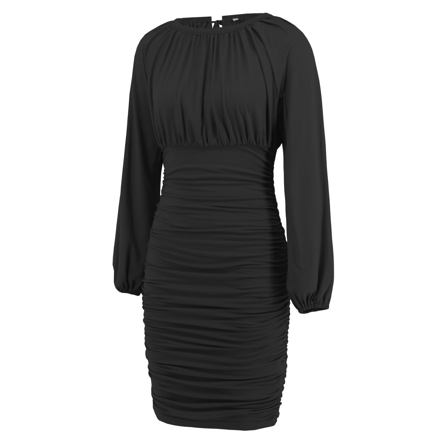 Women Sexy Lace-up Pleated Long Sleeve Dress 20