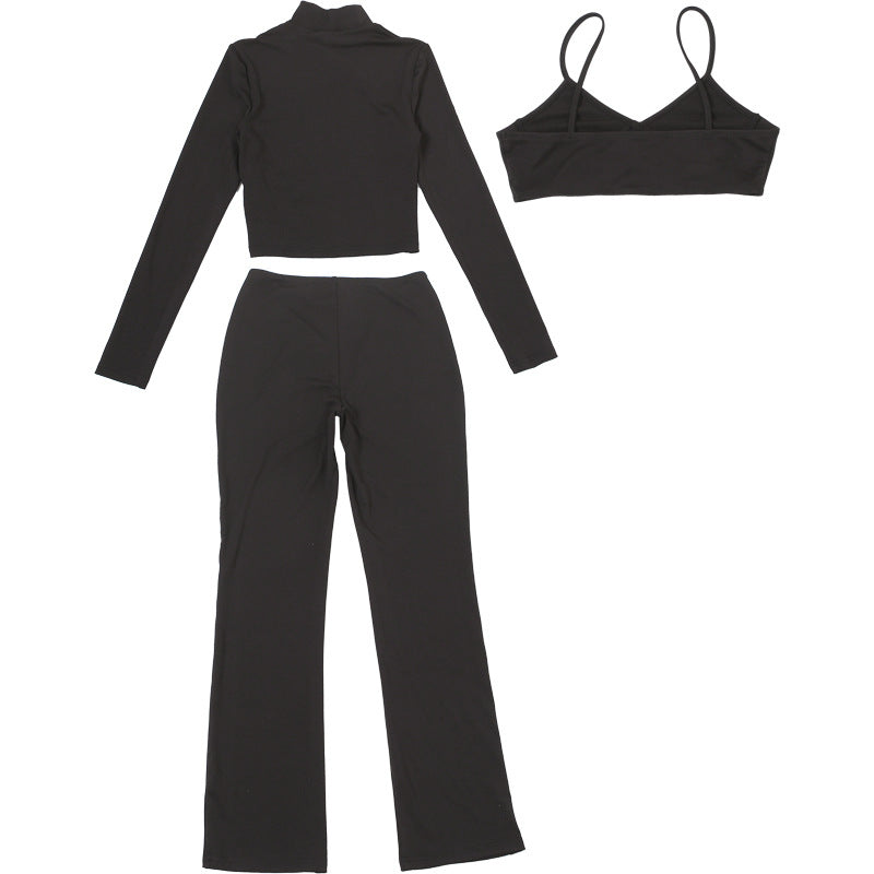 Women Autumn Hollow-Neck Long-Sleeved Top and Pants Two-Piece Set 7