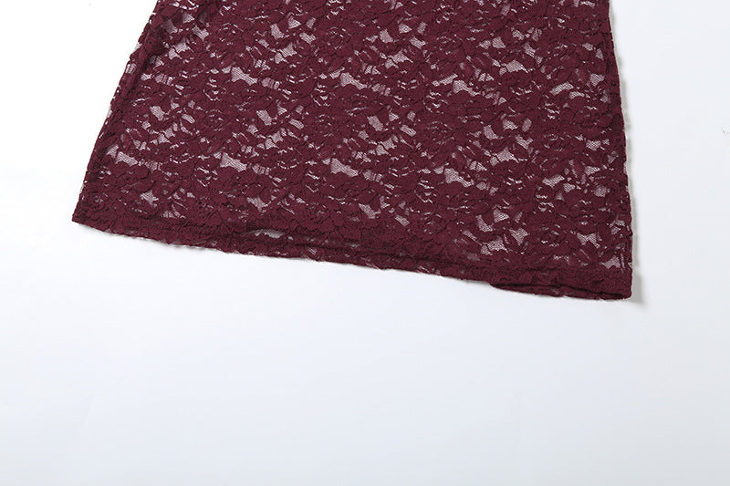 Women's Autumn Sexy Cut-Out Slim Lace Long Sleeve Dress 14