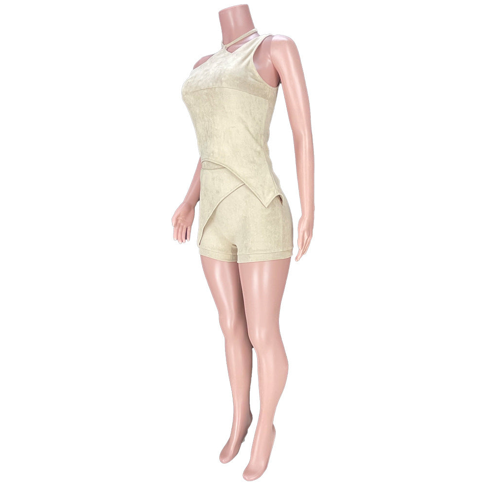 Women Casual Irregular Top and Shorts Two-piece Set 5