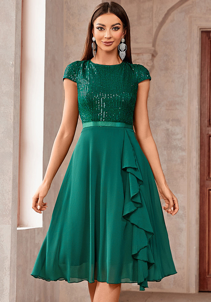 Solid Color Spring Summer Women's Short-Sleeved Slim-Fit Women's Dress