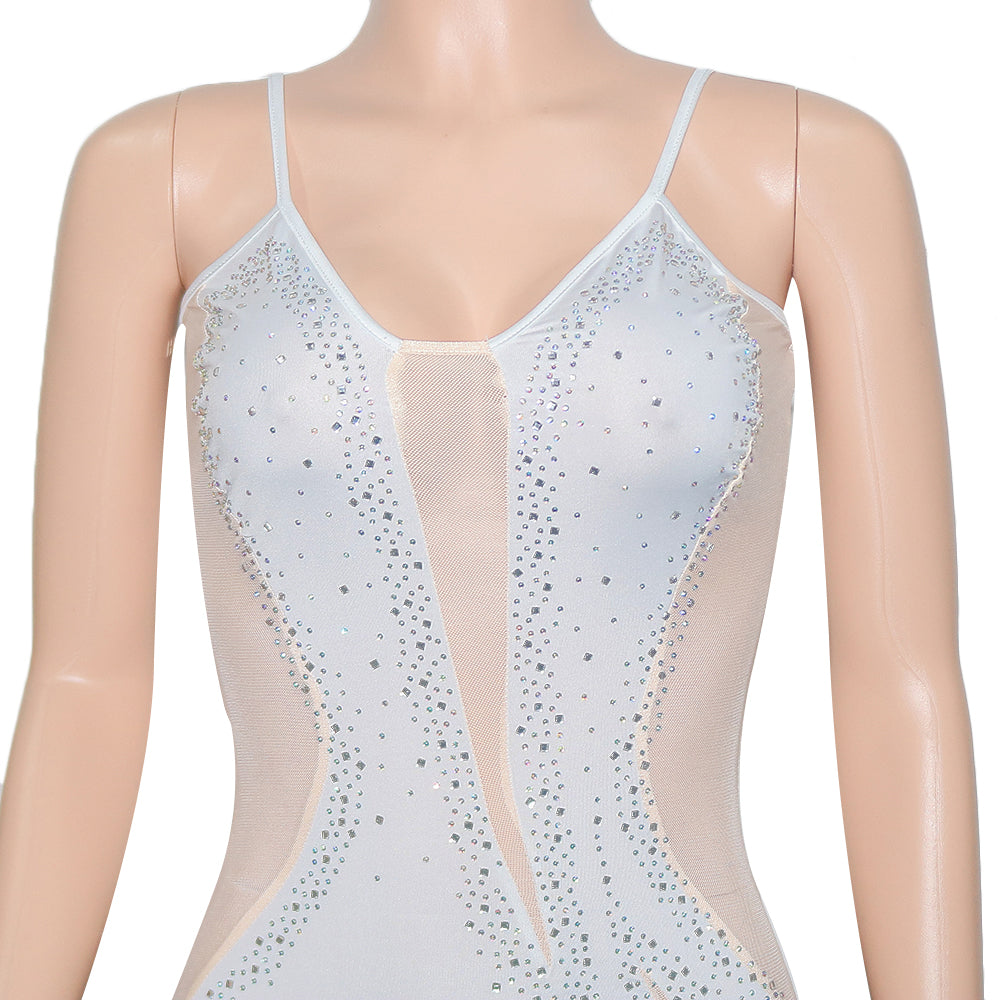 Women Sexy Beaded Sleeveless Mesh See-Through Maxi Dress 17