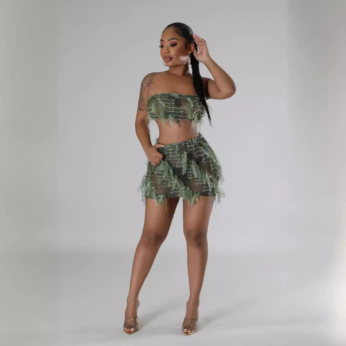 Women's Strapless High-Waist Slim Fit Sexy Mini Skirt Set 5