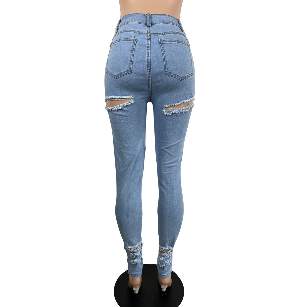 Women Style Ripped Stretch Denim Pants 11