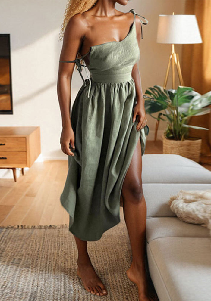 Women Spring elegant sexy Lace-Up Backless suspender dress