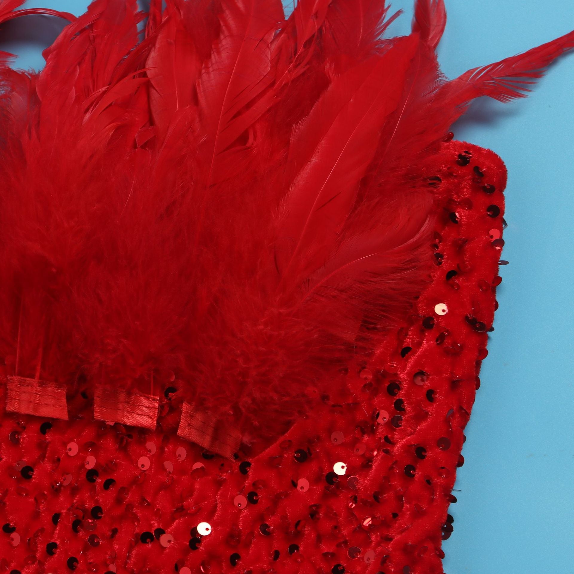 Sexy Feather Sequin Strapless Tight Fitting Slim Bodycon Dress 33