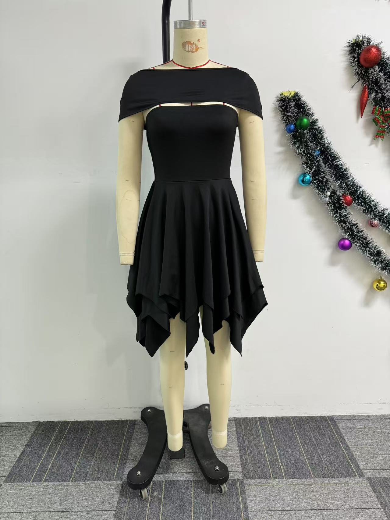 Women Elegant Irregular Strapless Dress 13