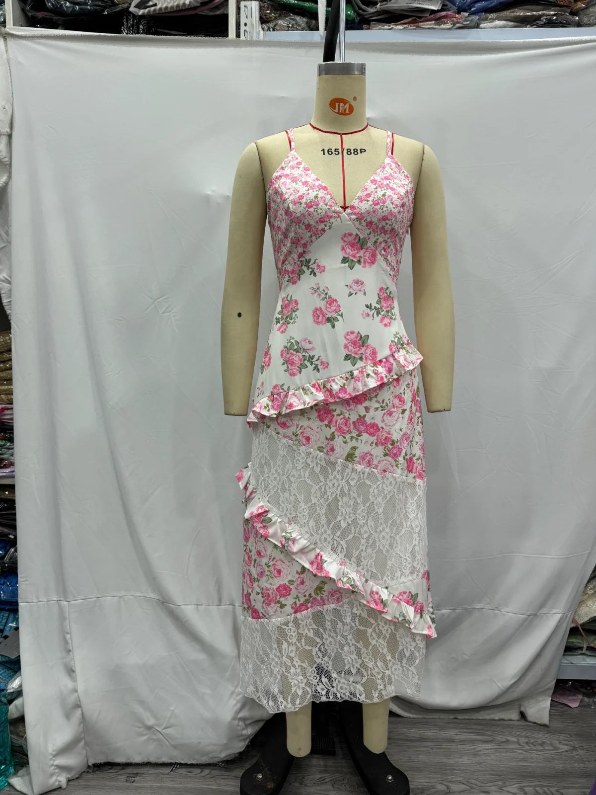 Women's Spring Lace Patchwork Strap Dress 4