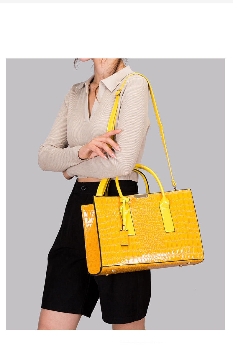 Large Fashion Large Capacity One Shoulder Portable Diagonal Bag Stone Texture Three-Piece Bag 21