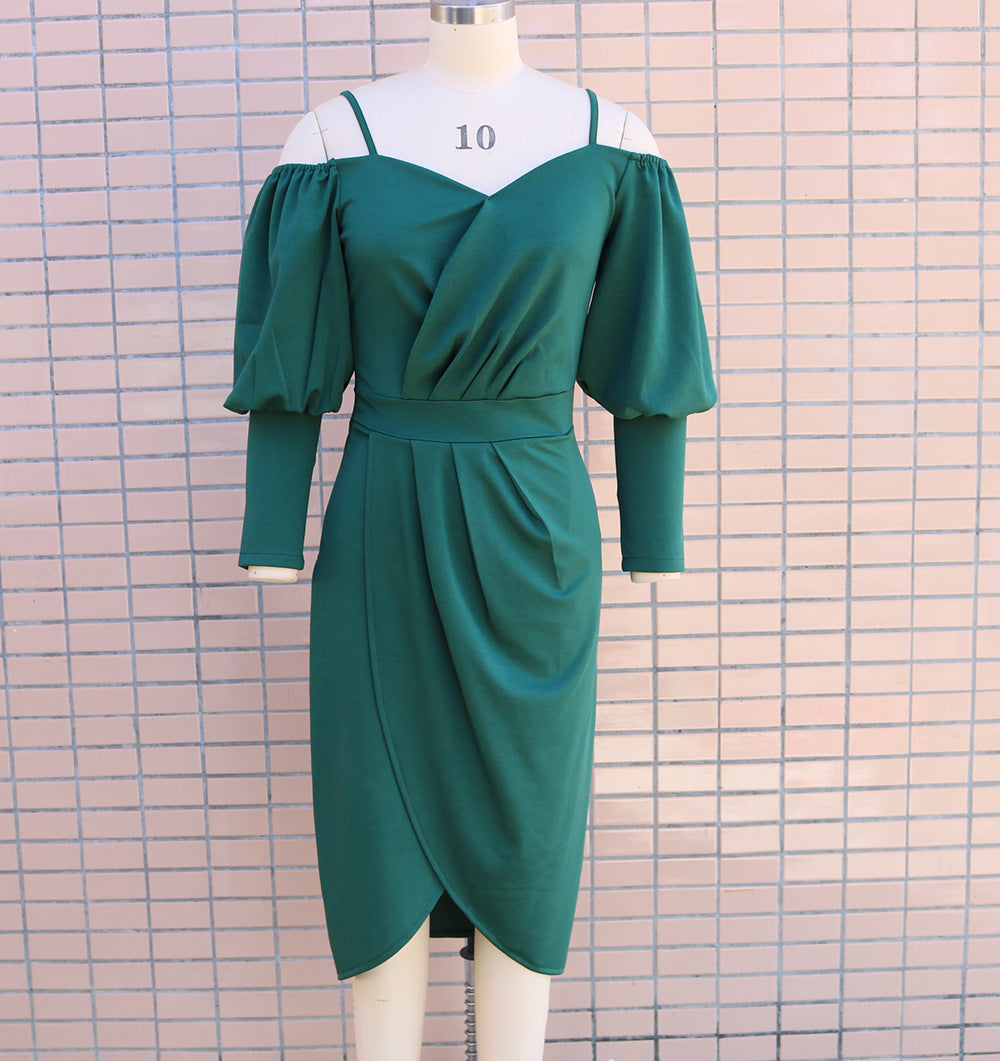 Women suspender balloon sleeves Irregular Maxi dress 13