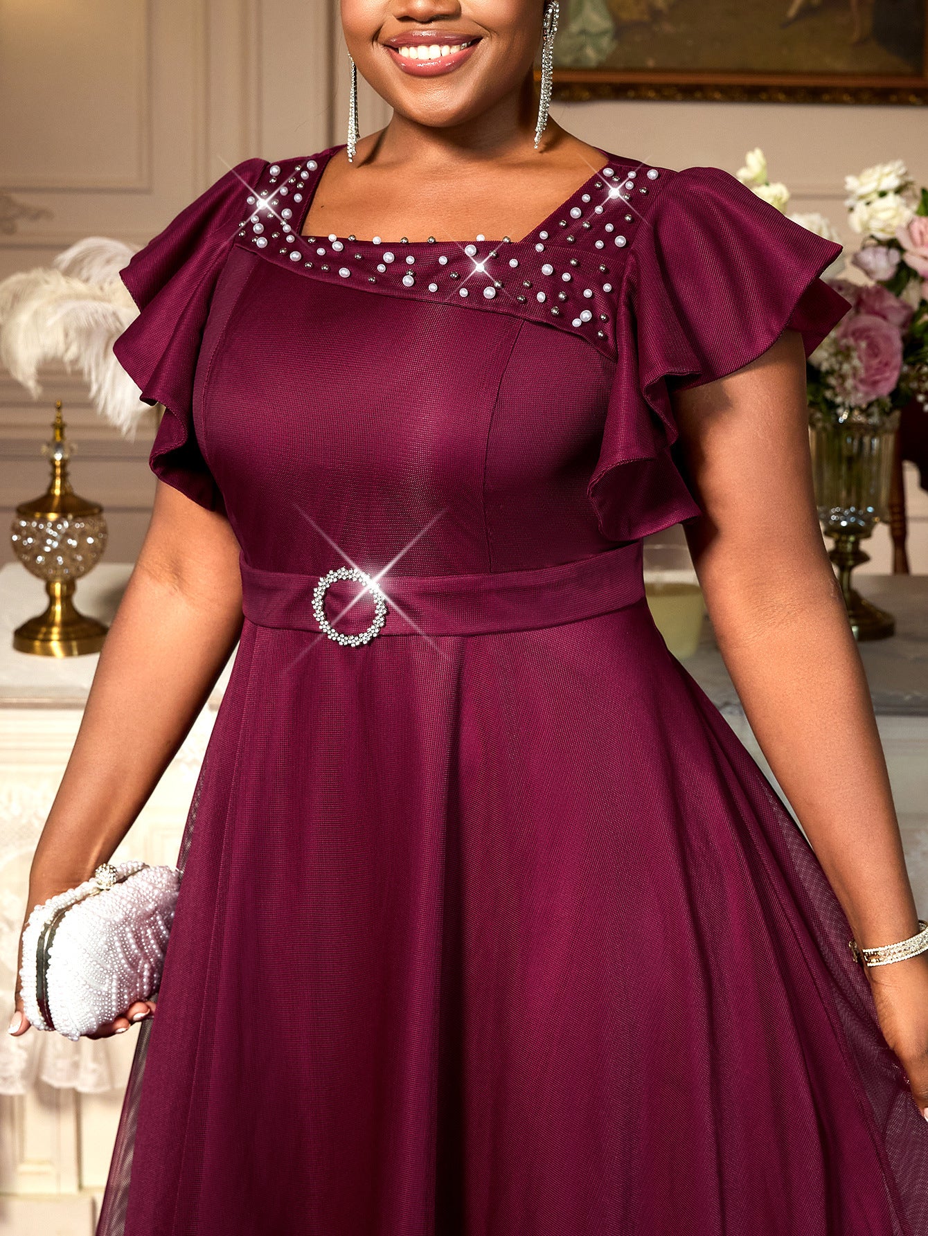 Plus Size Summer Puff Sleeves Ruffles Wedding Dress 7