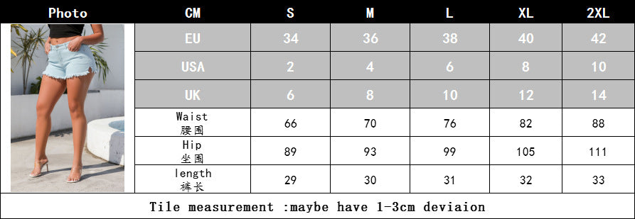 Women Denim Elastic Raw Edge Ripped Sexy Slit Shorts 9