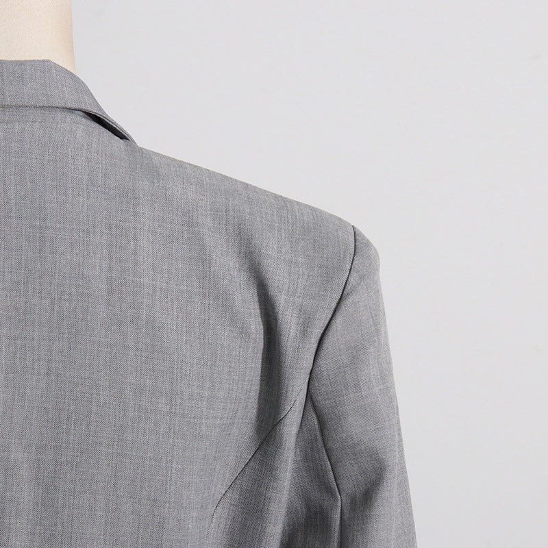 Autumn Chic Career Style Double Breasted Patchwork Ruffle Slim Waist Slim Fit Short Blazer 19