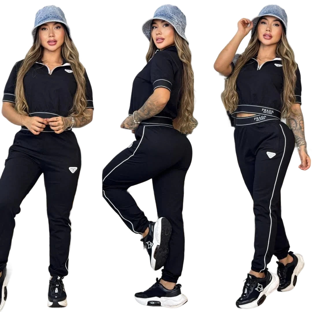 Women Casual Short Sleeve Top and Pants Two-Piece Set 5