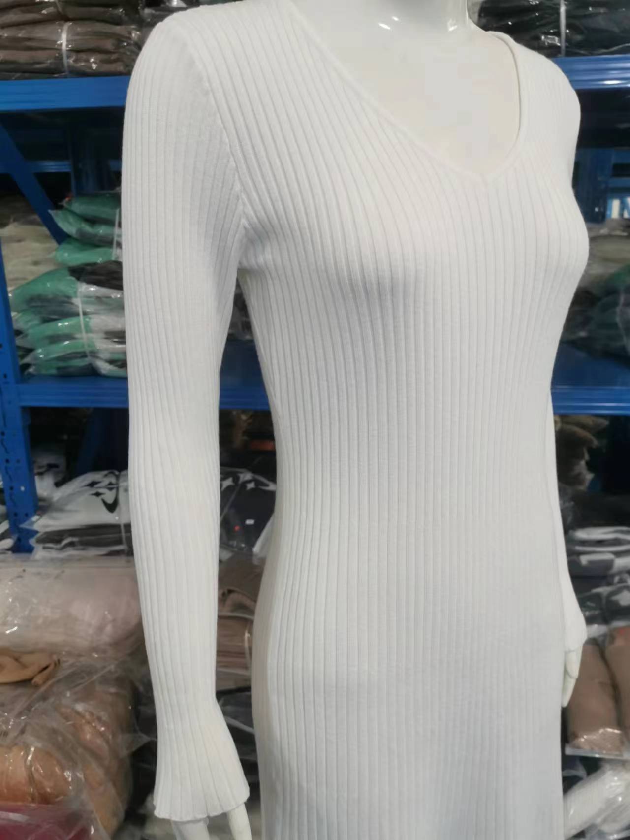 Women Bell Bottom Ribbed Knitting Dress 14