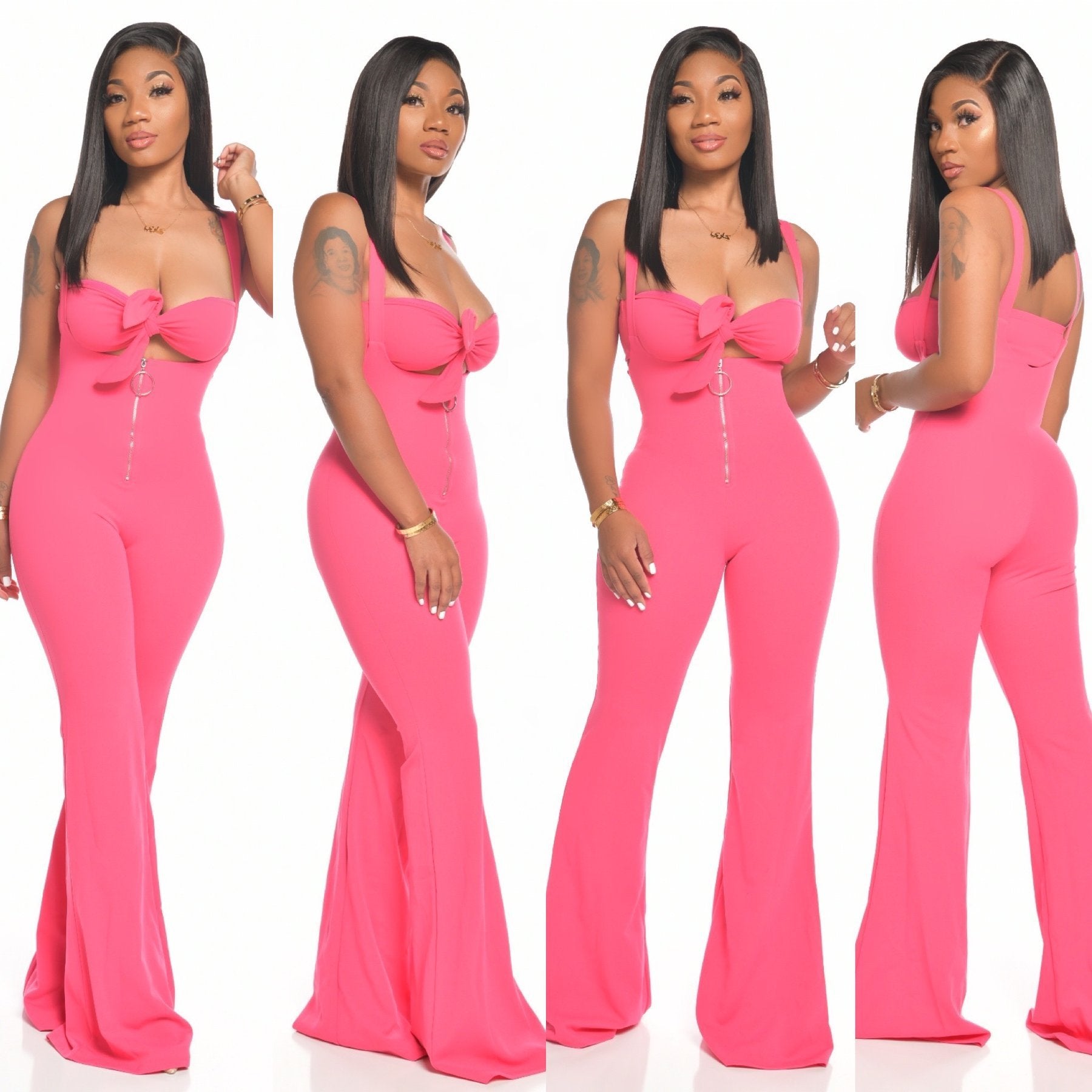 Women Summer Sexy Top And Straps Zipper Pant Solid Two Piece Set 8