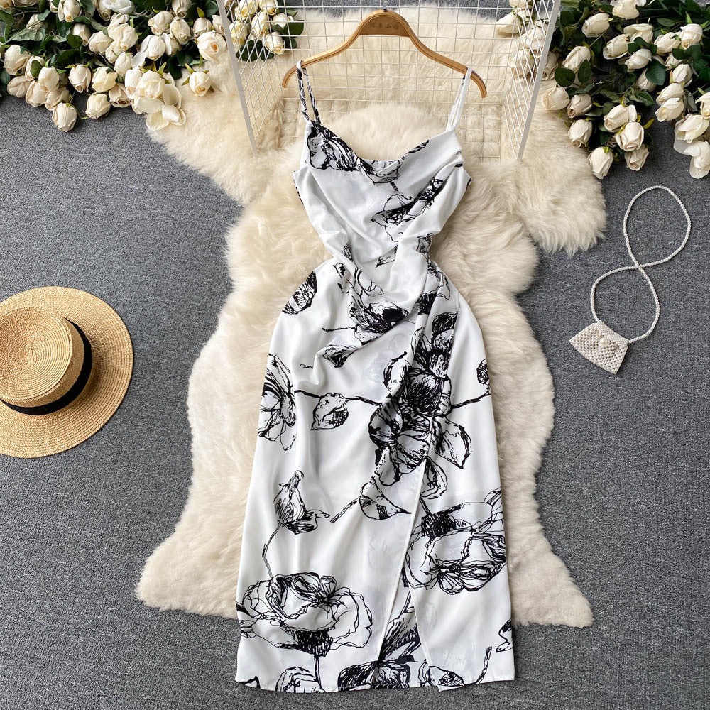 Women Summer Printed Bodycon Strap Dress 4
