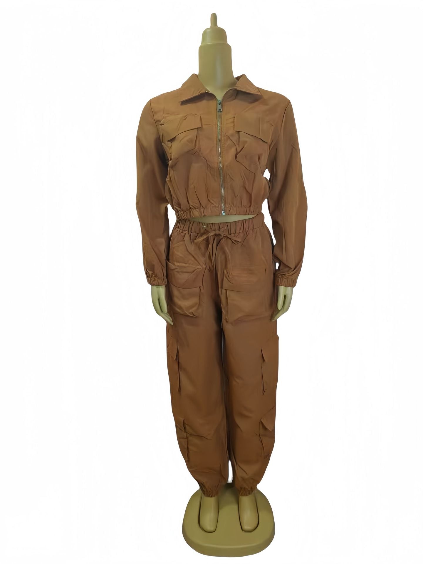 Women Solid Casual Top and Pants Two-piece Set 5