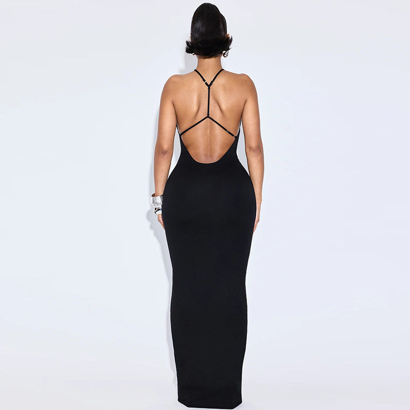 Summer Sexy Strapless Halter Neck Backless Dress 3