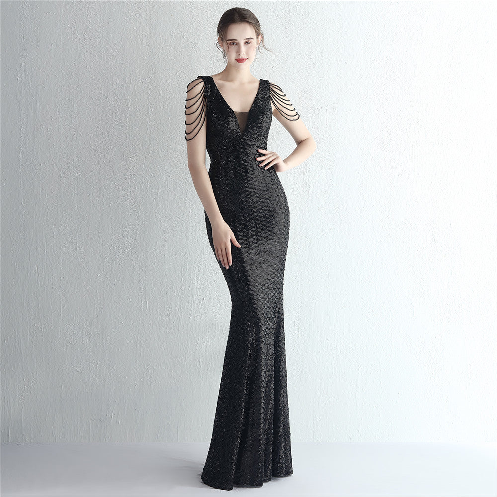 Plus Size Women Plus Size Sequins Formal Party Maxi Evening Dress 16