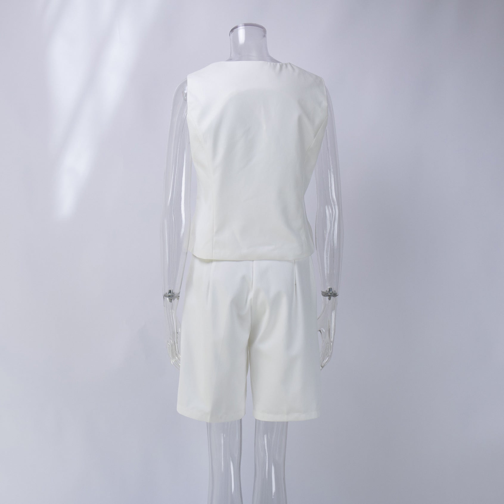 Women v-neck single-breasted vest + shorts two-piece set 14