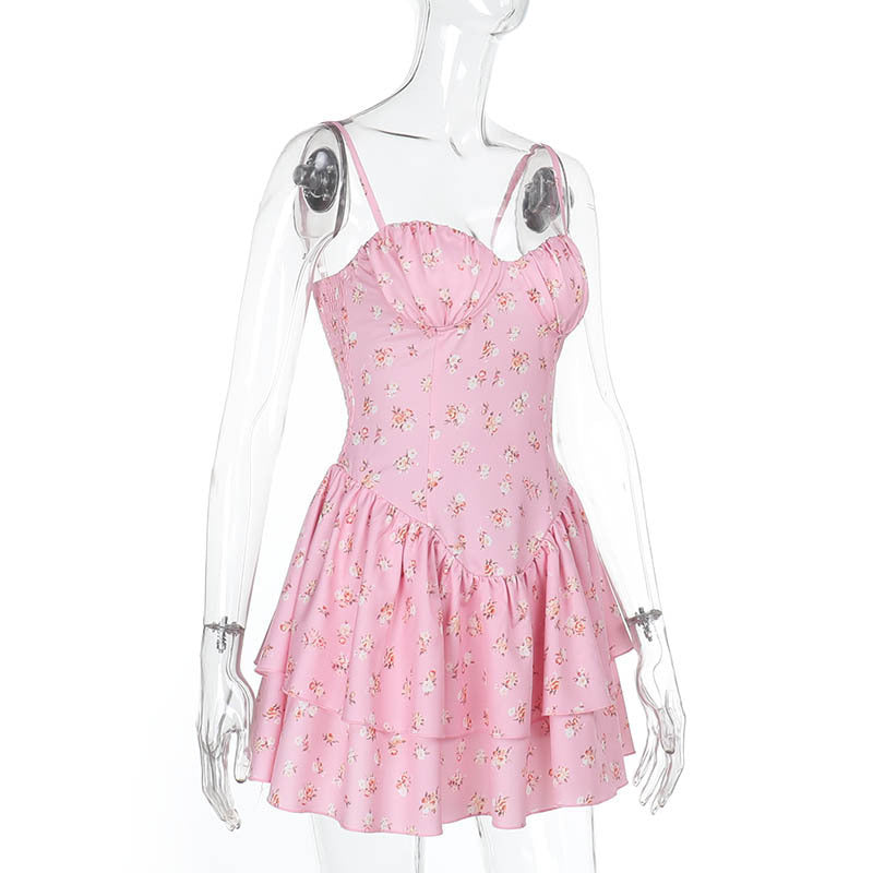 Women Spring Summer Strap Sexy Backless Floral Dress 6