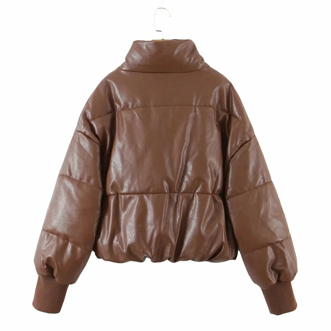 women's winter style fashion Stand Collar zipper pocket warm cotton-padded jacket 99