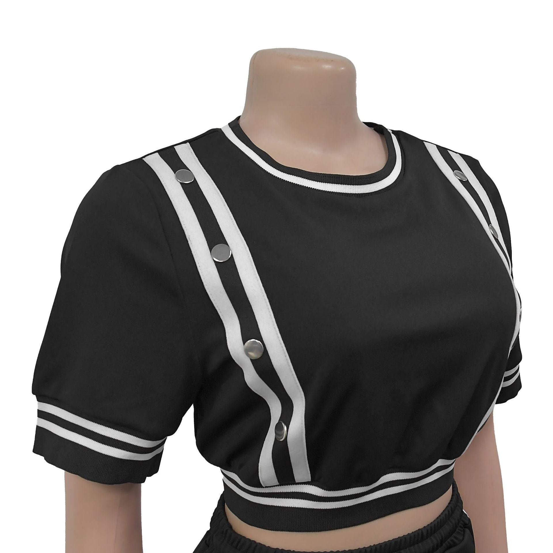 Spring Trendy Wide-Leg Loose Casual Trousers Short Sleeve Crop Top Two-Piece Set 9