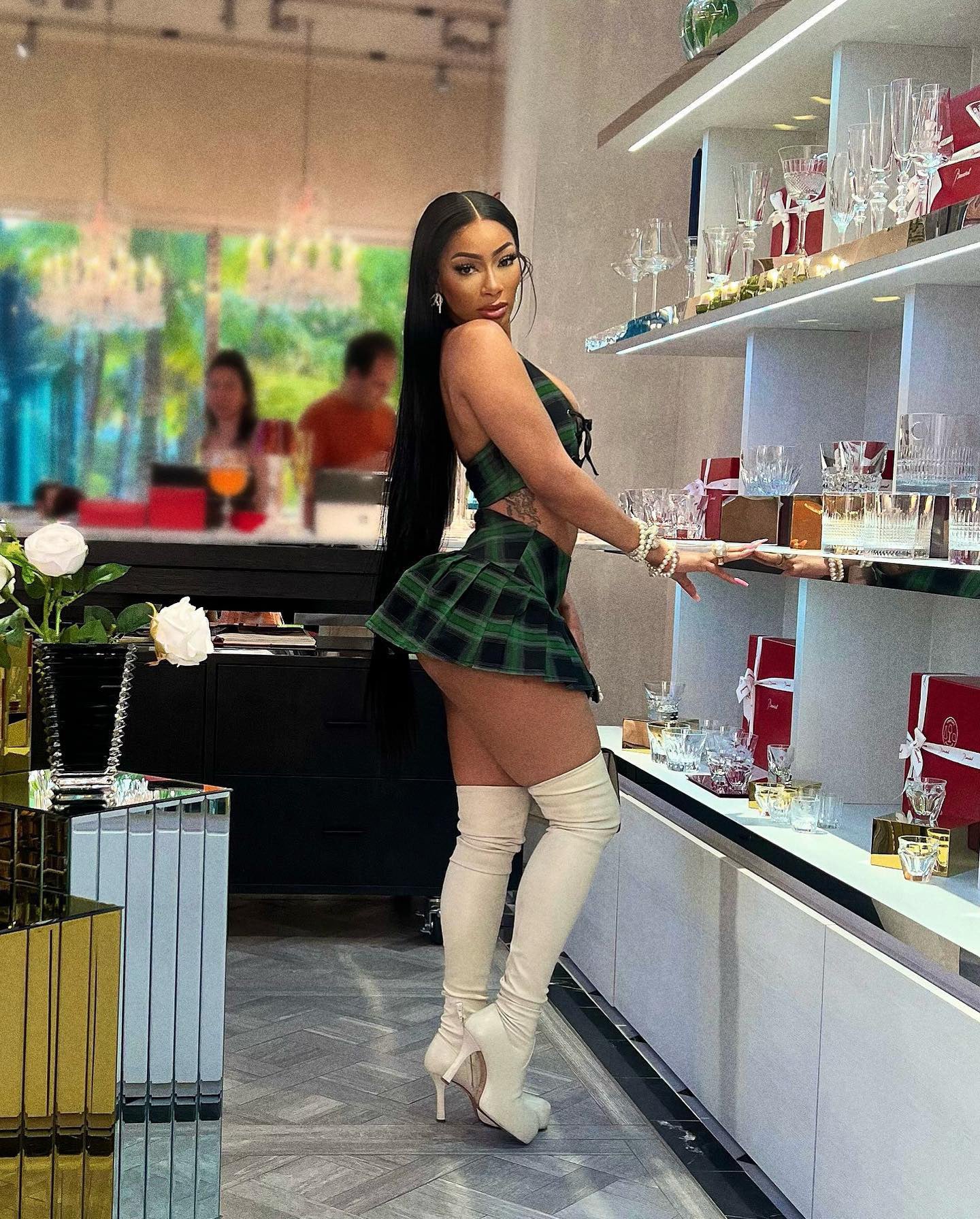 Women's Set Sexy Lace-Up Beach Party Holidays Halter Neck Pleated Skirt Set 5