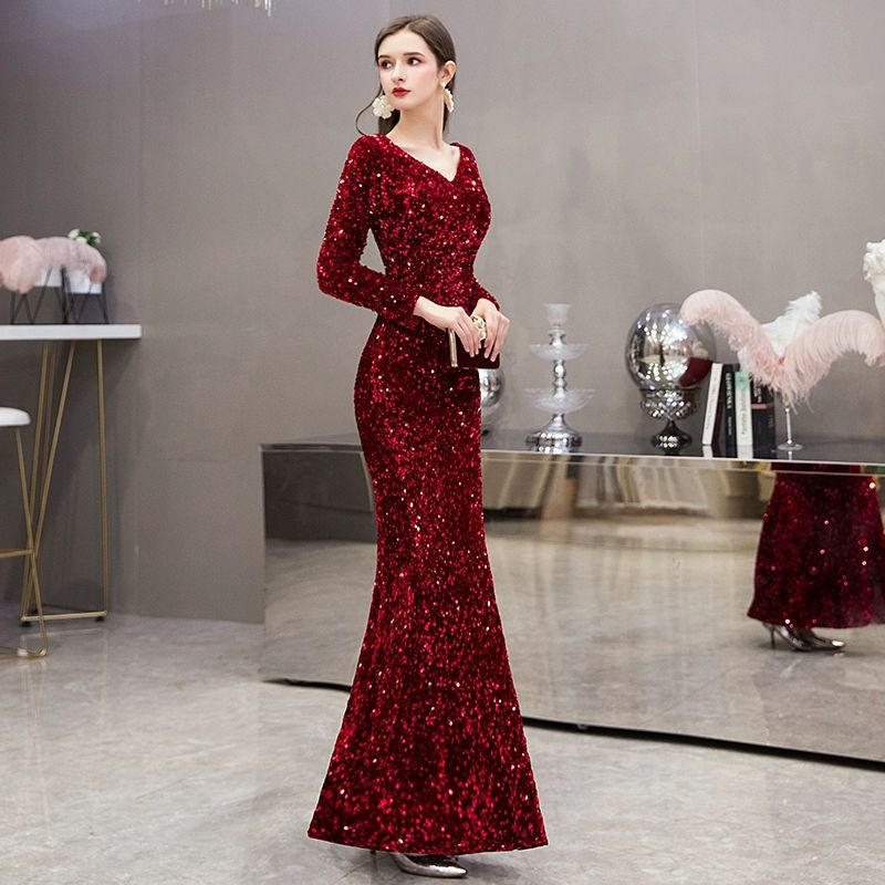 Women Formal Party Elegant Sleeveless V Neck Maxi Evening Dress