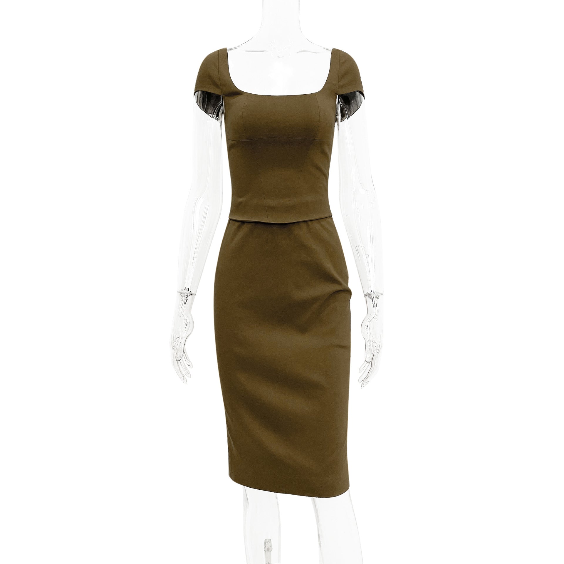 Women Square Neck Backless French Bodycon Dress 9