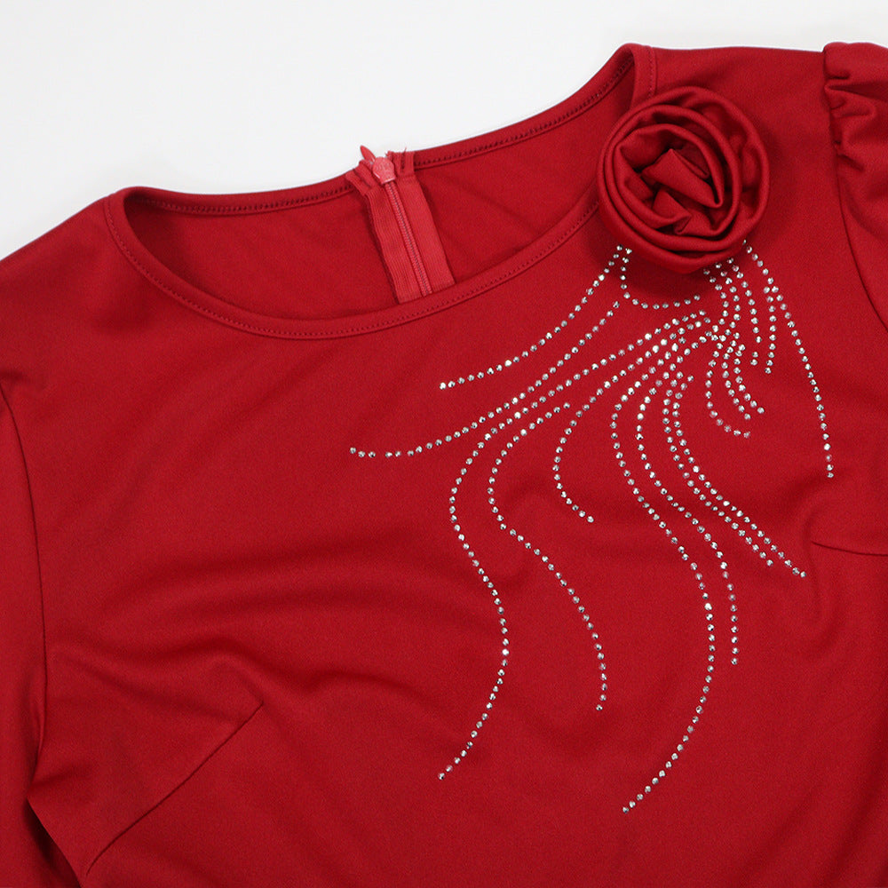 Women Round Neck Half-Sleeve Dress 8