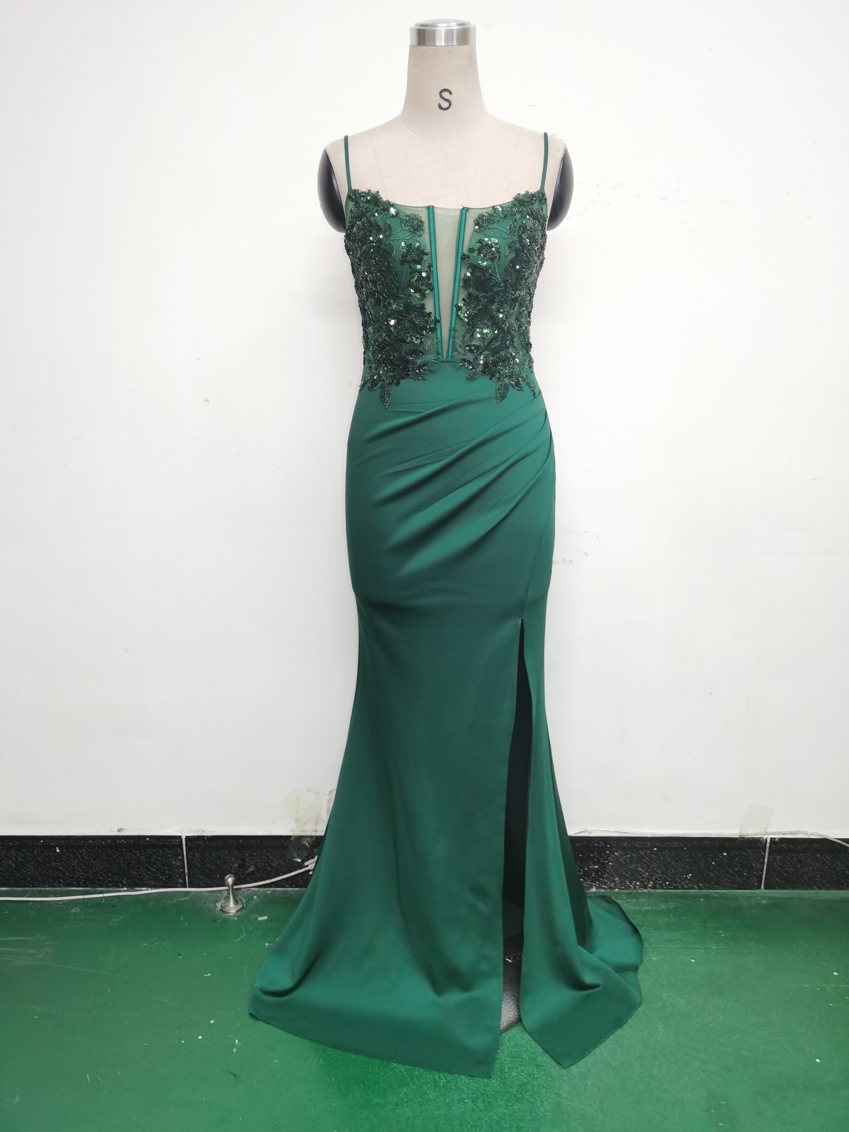 Women Fishbone Lace-Up Sequin Embroidery Formal Formal Party Evening Dress 14