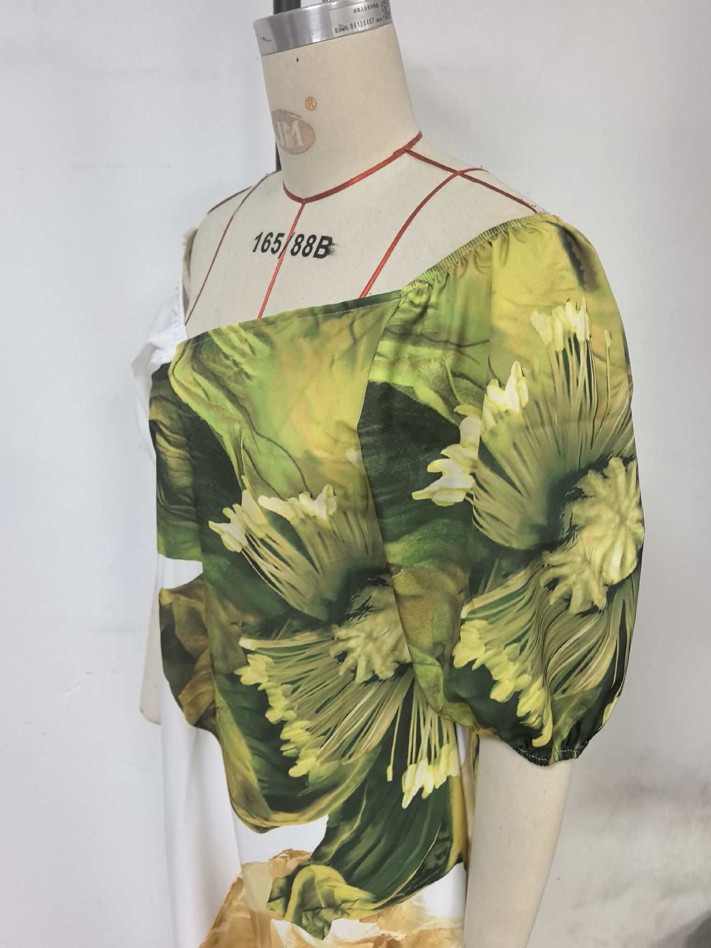 Women Spring/Summer Slash Shoulder Print Casual Holiday Dress 13