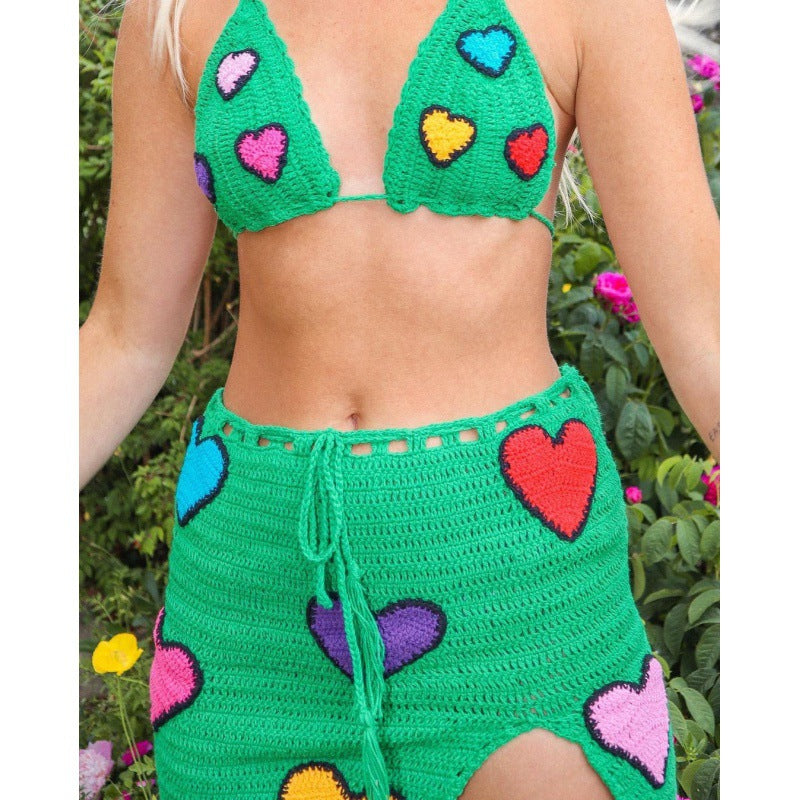 Summer Casual Crochet Knitting Skirt Set 4