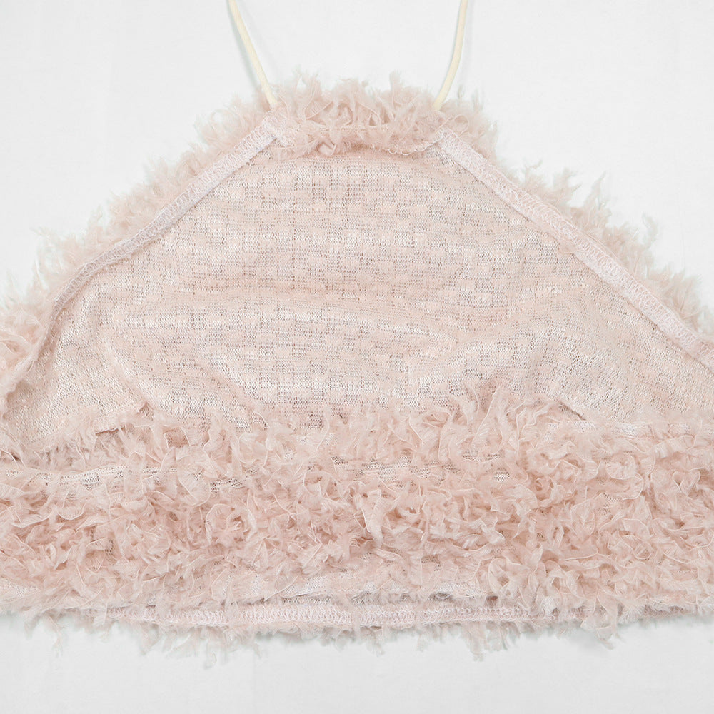 Fashionable Solid Color Halter Crop Top Mini Skirt Two-Piece Set 17