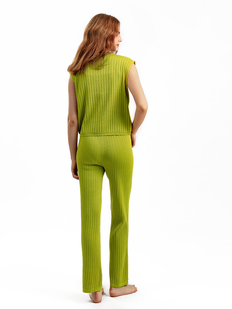 Plus Size Summer Women Loose Casual Solid Top and Pant Two-piece Set 5