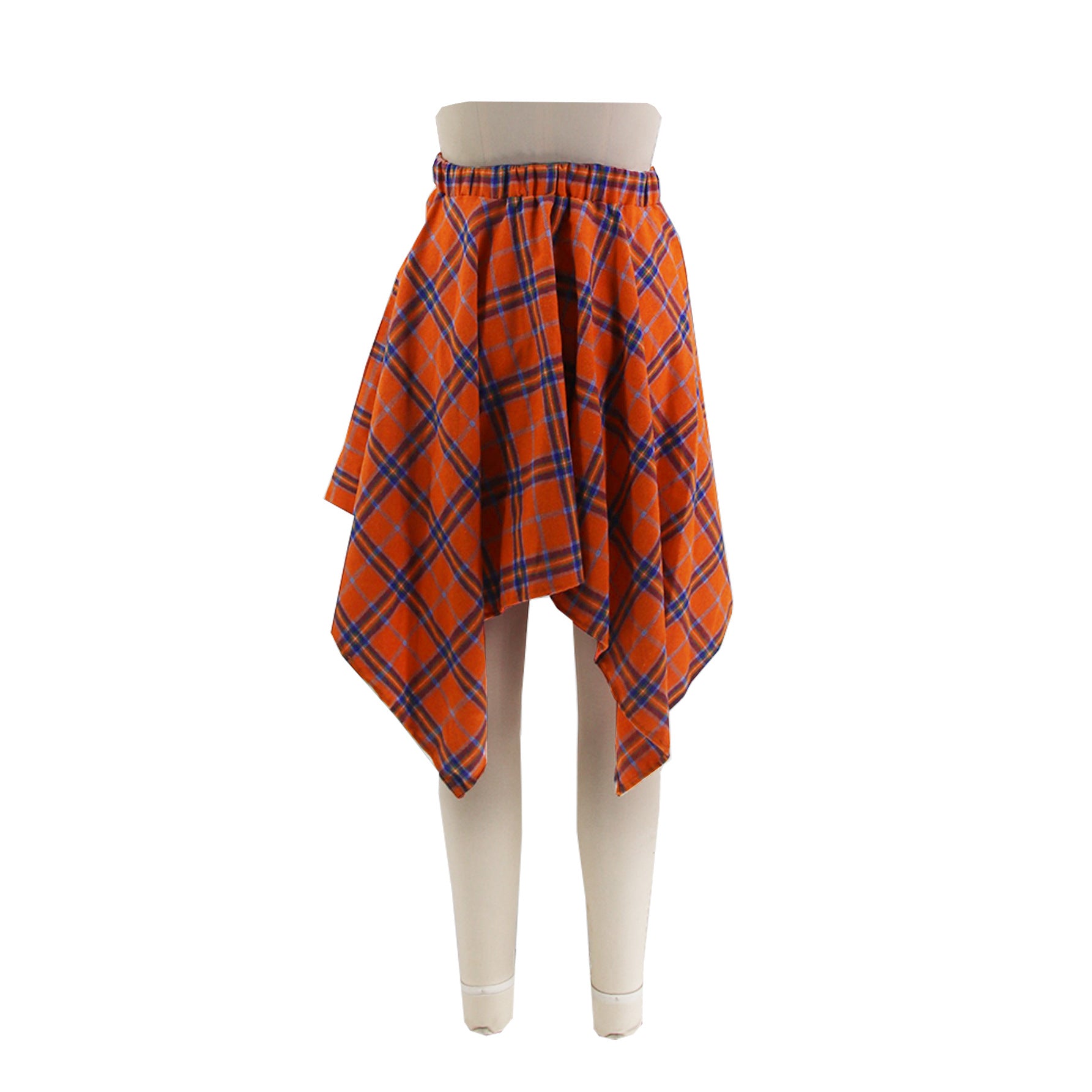 Fashionable Asymmetrical High-Waist Patchwork Plaid Skirt 25