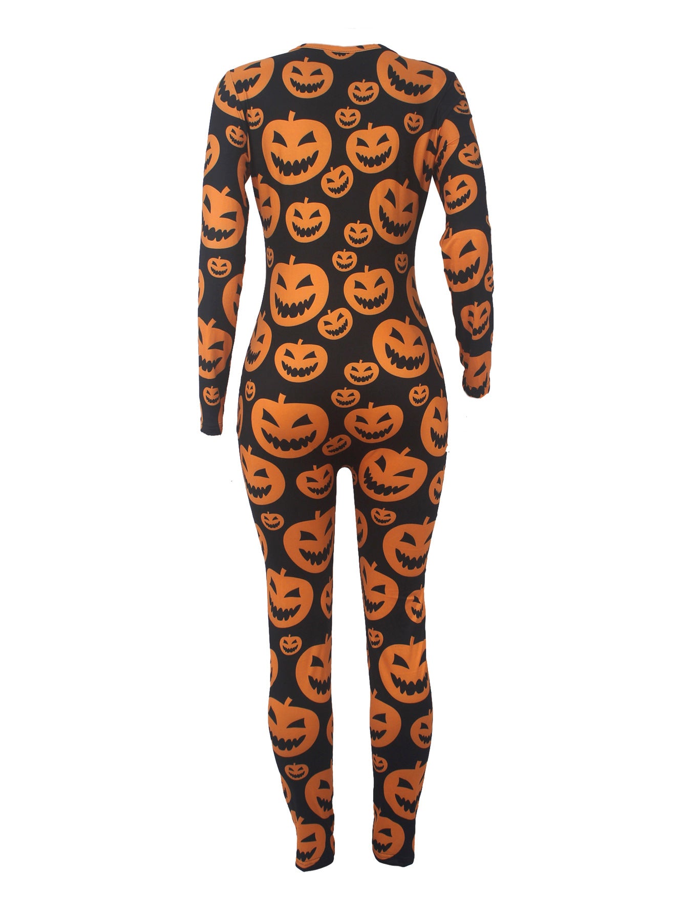 Women's Sexy Fashion Pattern Print Deep V-Neck Long Sleeve Tight Slim Jumpsuit 34