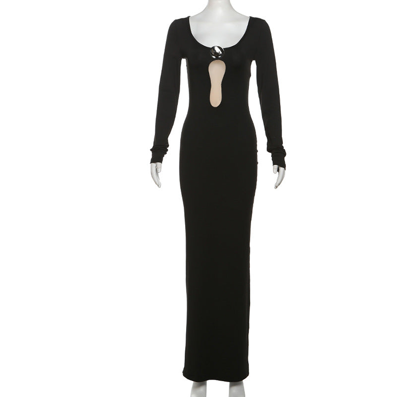 Autumn Winter Women's Clothing Mesh Patchwork V-Neck Split Long-Sleeved Slim Bodycon Dress 9