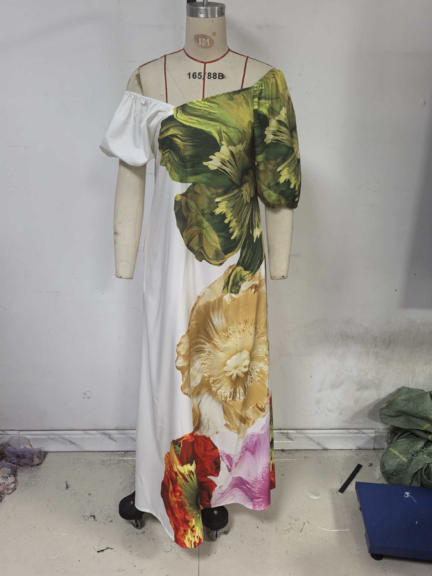 Women Spring/Summer Slash Shoulder Print Casual Holiday Dress 7