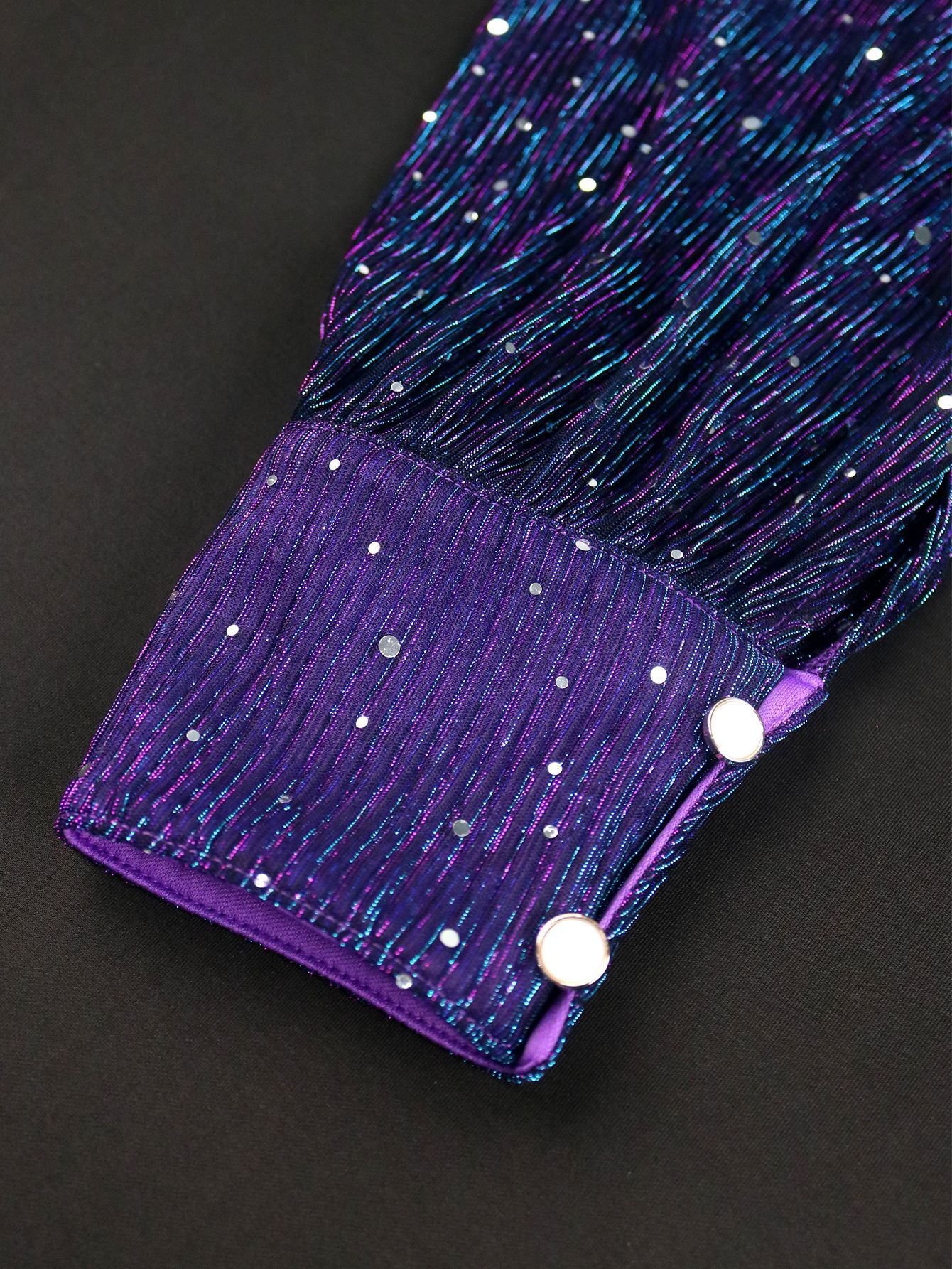 Sexy V-Neck Sequin Long-Sleeve Dress Purple Elegant Formal A-Line Gown 10