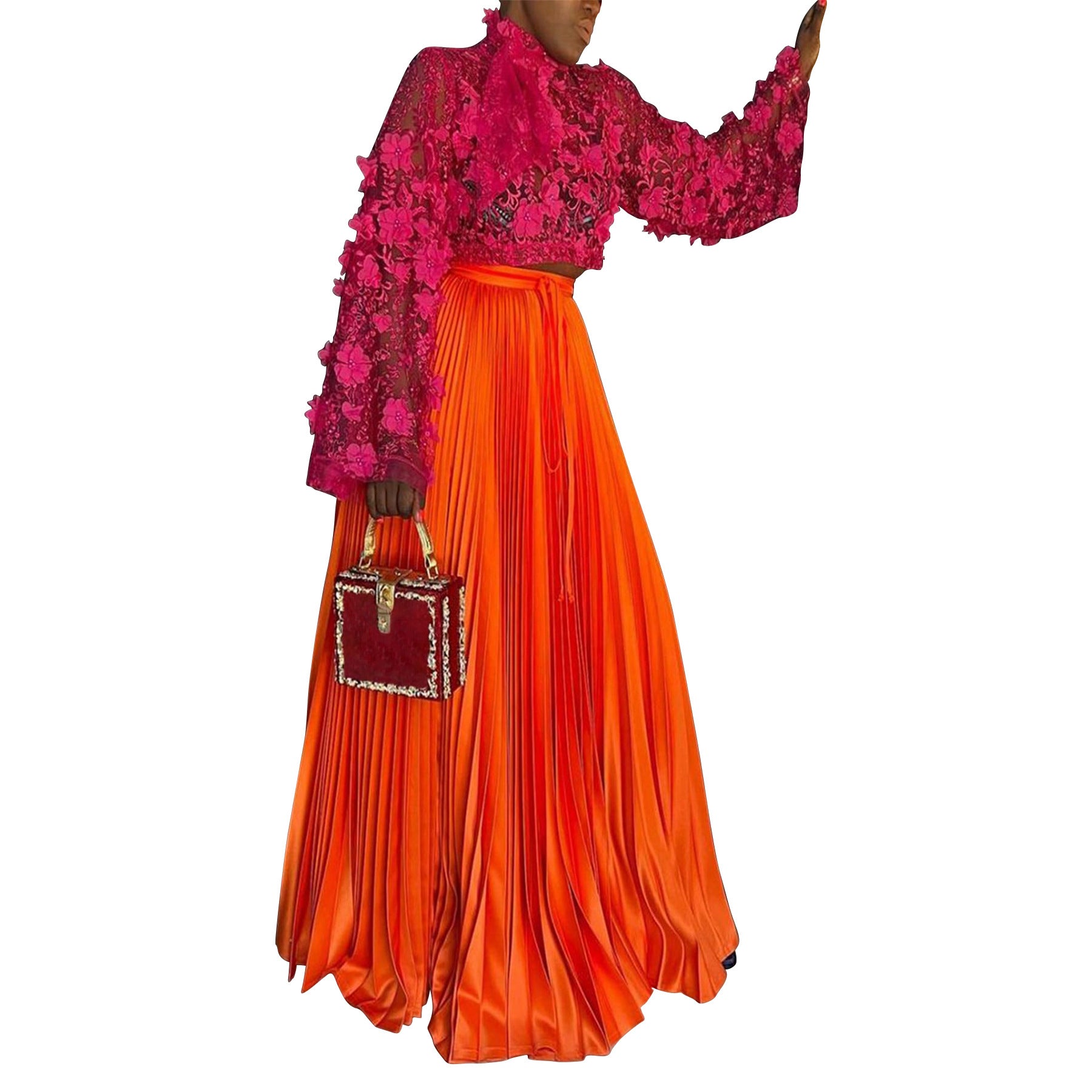 Pleated Solid Color Plus Size Skirt 4