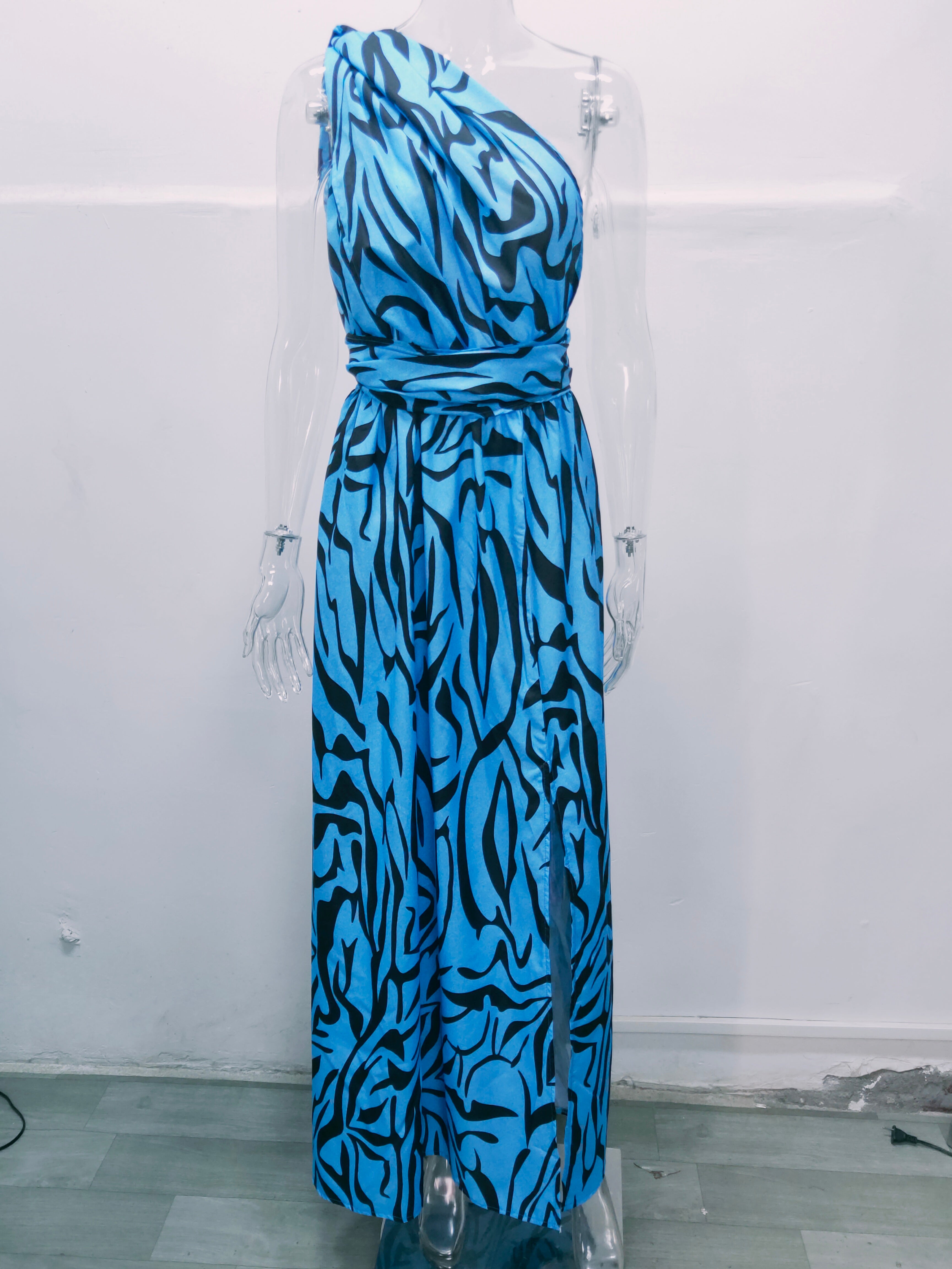 Summer Women'S Sexy One Shoulder Sleeveless Printed Long Maxi Dress For Women 10